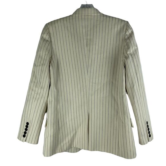 Nili Lotan Don Pinstripe One Button Blazer Jacket Natural Size 0 - Picture 6 of 12